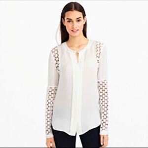 J.Crew Lace-Sleeved Blouse in Black Sz6 Gently Loved